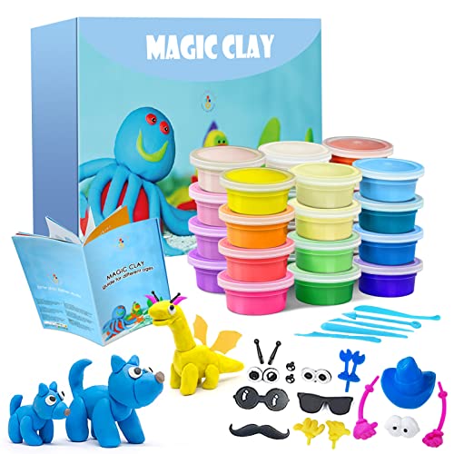 Modelliermasse Kit - 24 Farben Lufttrockener Magischer Knete für Kinder, DIY Formton mit Werkzeugen, Tierisches Zubehör, Kunsthandwerk Geschenk für Jungen und Mädchen im Alter von 3-12 Jahren Modelliermasse Kit - 24 Farben Lufttrockener Magischer Knete für Kinder, DIY Formton mit Werkzeugen, Tierisches Zubehör, Kunsthandwerk Geschenk für Jungen und Mädchen im Alter von 3-12 Jahren von essenson