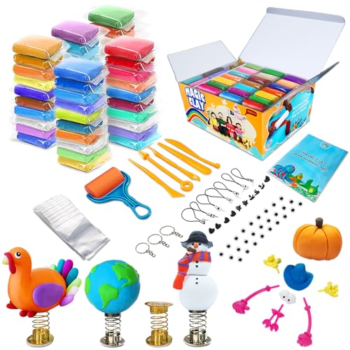 Modelliermasse Kit - 50 Farben Lufttrockener Magischer Knete für Kinder, DIY Formton mit werkzeugen, Tierisches Zubehör, Kunsthandwerk Geschenk für Jungen und Mädchen im Alter von 6+ Jahren Modelliermasse Kit - 50 Farben Lufttrockener Magischer Knete für Kinder, DIY Formton mit werkzeugen, Tierisches Zubehör, Kunsthandwerk Geschenk für Jungen und Mädchen im Alter von 6+ Jahren von essenson