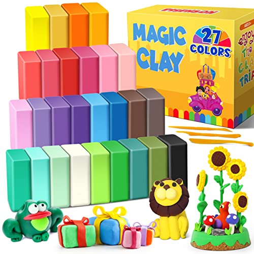 Modelliermasse-Set - 27 Farben Lufttrocknende magische Knete für Kinder, Geschenk für Jungen und Mädchen im Alter von 3-12 Jahren von essenson