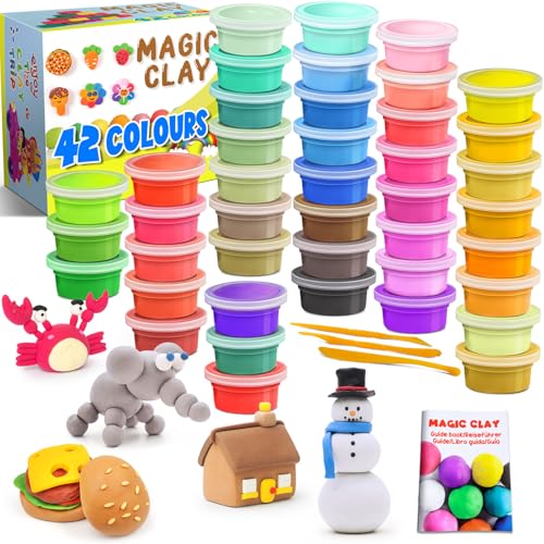 Modelliermasse-Set - 42 Farben Lufttrocknende magische Knete für Kinder, Geschenk für Jungen und Mädchen im Alter von 3-12 Jahren Modelliermasse-Set - 42 Farben Lufttrocknende magische Knete für Kinder, Geschenk für Jungen und Mädchen im Alter von 3-12 Jahren von essenson