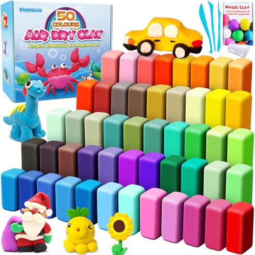 Modelliermasse-Set - 50 Farben Lufttrocknende magische Knete für Kinder, Geschenk für Jungen und Mädchen im Alter von 3-12 Jahren Modelliermasse-Set - 50 Farben Lufttrocknende magische Knete für Kinder, Geschenk für Jungen und Mädchen im Alter von 3-12 Jahren von essenson