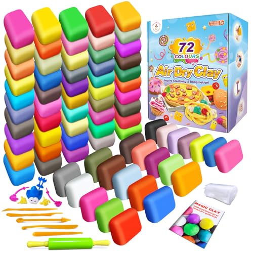 essenson Modelliermasse Lufttrocknend, 72 Farben Lufttrockener Magischer Knete für Kinder, Geschenk für Jungen und Mädchen im Alter von 3-12 Jahren essenson Modelliermasse Lufttrocknend, 72 Farben Lufttrockener Magischer Knete für Kinder, Geschenk für Jungen und Mädchen im Alter von 3-12 Jahren von essenson