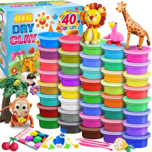 Modelliermasse-Set, 40 Farben Lufttrocknende magische Knete für Kinder, Geschenk für Jungen und Mädchen im Alter von 3-12 Jahren Modelliermasse-Set, 40 Farben Lufttrocknende magische Knete für Kinder, Geschenk für Jungen und Mädchen im Alter von 3-12 Jahren von essenson