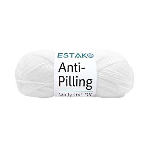 Estako DailyKnit-DK 80001 Acrylgarn, 100 % Anti-Pilling-Garn, weich, DK, leicht, Nr. 3, 100 g, 270 m, Weiß Estako DailyKnit-DK 80001 Acrylgarn, 100 % Anti-Pilling-Garn, weich, DK, leicht, Nr. 3, 100 g, 270 m, Weiß von estako