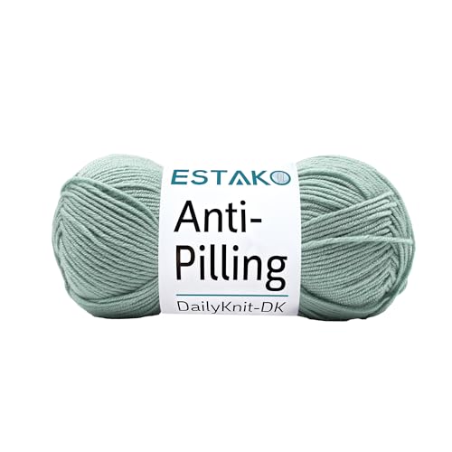 Estako DailyKnit-DK 80004 Acrylgarn, 100 % Anti-Pilling-Garn, weiches DK, geringes Gewicht #3, 100 g, zum Stricken und Häkeln (80004, Mintgrün) von estako