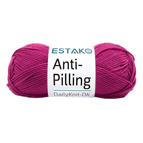 Estako DailyKnit-DK 80036 Acrylgarn, 100 % Anti-Pilling-Garn, weich, DK, leicht, Nr. 3, 100 g, zum Stricken und Häkeln (80036, Fuchsia) von estako