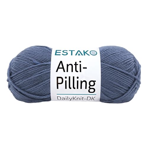 Estako DailyKnit-DK 80051 Acrylgarn, 100 % Anti-Pilling-Garn, weiches DK, geringes Gewicht #3, 100 g, zum Stricken und Häkeln (Jeansblau) von estako