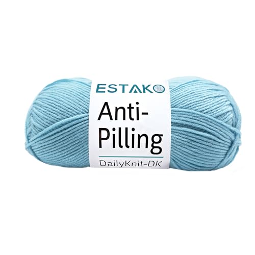 Estako DailyKnit-DK 80052 Acrylgarn, 100 % Anti-Pilling-Garn, weich, DK, leicht, Nr. 3, 100 g, zum Stricken und Häkeln (80052, Türkis) von estako