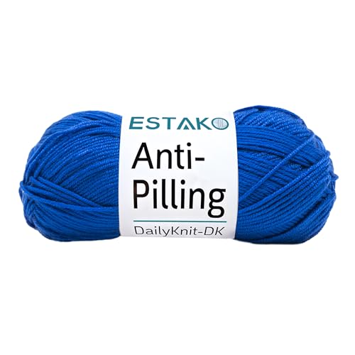 Estako DailyKnit-DK 80053 Acrylgarn, 100 % Anti-Pilling-Garn, weiches DK, geringes Gewicht #3, 100 g, zum Stricken und Häkeln (80053, Saxophonblau) von estako