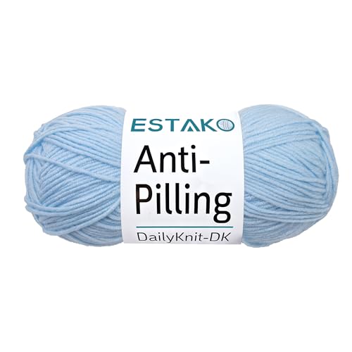 Estako DailyKnit-DK 80055 Acrylgarn, 100 % Anti-Pilling-Garn, weiches DK, geringes Gewicht #3, 100 g, zum Stricken und Häkeln (Babyblau) von estako