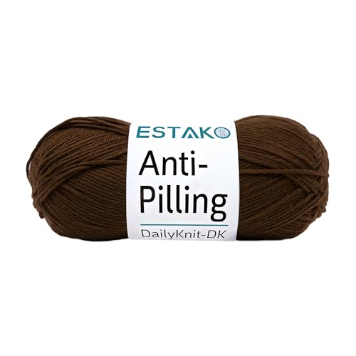 Estako DailyKnit-DK 80071 Acrylgarn, 100 % Anti-Pilling-Garn, weich, DK, leicht, Nr. 3, 100 g, zum Stricken und Häkeln (80071, Braun) von estako