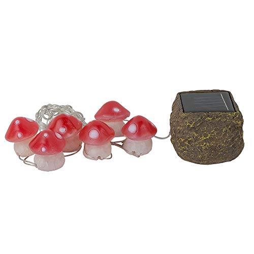 etc-shop Solar Pilz Solar Terrassenbeleuchtung für Außen Lichterkette Pilze, 6x Fliegenpilze, LED Akku, L 270 cm, Garten Terrasse von etc-shop