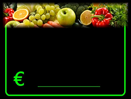 30 Preisschilder Plastikkartenhalter für Obst und Gemüse Lebensmittelrecht 8,3x11,3 cm. + 30 Halterungen + 1 ungiftig Marker von etichettesegnaprezziperalimenti