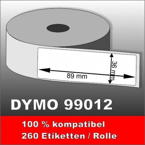 6 x Dymo Label 99012 89x36 mm 6 x 260 = 1560 Etiketten 100% kompatibel zu Dymo 99012 von Chengruishun