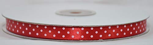 Doppelsatinband, gepunktet, Breite 10 mm, Länge 50 Meter (rot) von etm