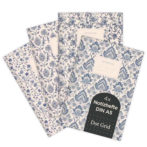 etmamu 1073 4er-Set Notizheft A5 | Ornamente Blumen- und Damastmustern | für Notizen, Skizzen, Bullet Journal & Planungen | Punktraster etmamu 1073 4er-Set Notizheft A5 | Ornamente Blumen- und Damastmustern | für Notizen, Skizzen, Bullet Journal & Planungen | Punktraster von etmamu