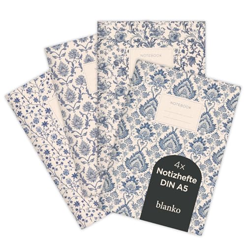 etmamu 1073 4er-Set Notizheft A5 | Ornamente Blumen- und Damastmustern | für Notizen, Skizzen, Bullet Journal & Planungen | Blanko von etmamu