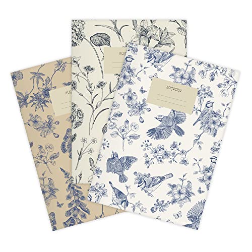 etmamu 143 3er-Set Hefte A5 | Birds & Butterflies Punktraster von etmamu