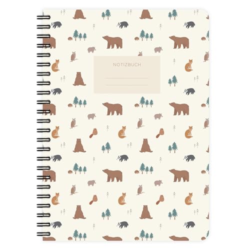 etmamu 236 Notizblock Forest Animals Pattern A5, 60 Blatt Punktraster von etmamu