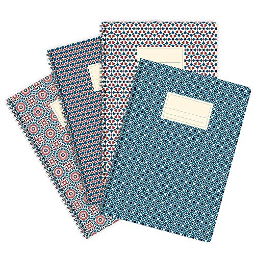 etmamu 711 4er-Pack Notizblöcke Muster Marokko Nr. 2 A4, 60 Blatt Punktraster von etmamu