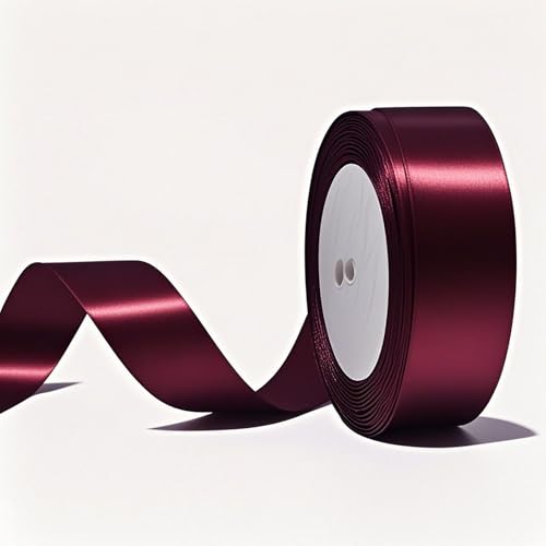 Satinband, Geschenkband zum Verpacken von Geschenken, dekorative Urlaubsschleife, Polyester-Seide für Hochzeitssträuße, Dekoration, DIY-Schleifen und Blumenarrangements, 22,7 m breit, weinrot Satinband, Geschenkband zum Verpacken von Geschenken, dekorative Urlaubsschleife, Polyester-Seide für Hochzeitssträuße, Dekoration, DIY-Schleifen und Blumenarrangements, 22,7 m breit, weinrot von eturnloger