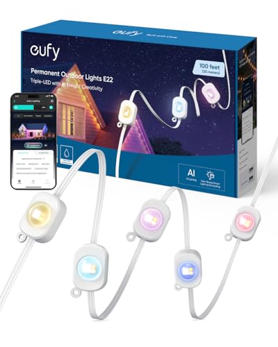 eufy Permanent Outdoor Light E22, 15m mit 60 Triple-LEDs, Smarte RGBWW-Lichter, Alltag & Festtage, bis zu IP67 Wasserdicht, KI-Beleuchtungsthemen für Weihnachten, Kamera-Kompatibel, App-Steuerung eufy Permanent Outdoor Light E22, 15m mit 60 Triple-LEDs, Smarte RGBWW-Lichter, Alltag & Festtage, bis zu IP67 Wasserdicht, KI-Beleuchtungsthemen für Weihnachten, Kamera-Kompatibel, App-Steuerung von eufy