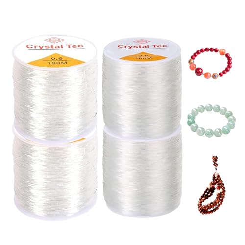4 Stück 0.6/0.8mm×100M elastisches Band für Armbänder: Transparent Gummiband für Armbänder reißfest, ideal als bänder für armbänder, Schmuckfaden für Perlen, DIY-Armband und Halskette Basteln 4 Stück 0.6/0.8mm×100M elastisches Band für Armbänder: Transparent Gummiband für Armbänder reißfest, ideal als bänder für armbänder, Schmuckfaden für Perlen, DIY-Armband und Halskette Basteln von eupdd