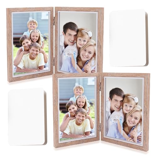 eupdd 2 Bilderrahmen Doppelt: Bilderrahmen Klappbar, Fotorahmen 10x15 für Wohnzimmer, Schlafzimmer, Arbeitszimmer, Büro, Klappbilderrahmen Holz, Photo Frame von eupdd