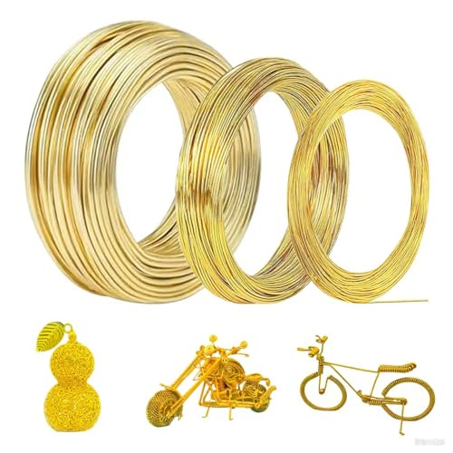 Aluminiumdraht Gold: 3 Stück 1mm/2mm/3mm Golddraht, Basteldraht Gold, Modellierdraht, Weicher Biegsamer Draht für Schmuckherstellung, DIY Bastelarbeiten, Modellbau von eupdd