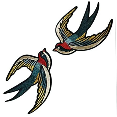 Gestickte Patches Retro Swallows Birds Eisen auf Flecken DIY -Nähaufkleber für Kleidung 1Pair Patch Artsupplies von eurNhrN