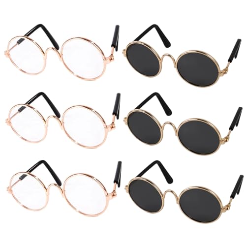 eurNhrN Puppenbrille 6 Paare Metall Wire Puppe Sonnenbrille Klassische Retro -Kreisbrillen Brillen Brillen Mini Sonnenbrille für Handwerksspiele Vorräte von eurNhrN