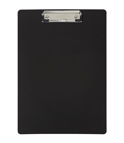 Klemmbrett für DIN A4 Unterlagen, Schreibplatte aus strapazierfähigem PP, schwarz von europrotokoll
