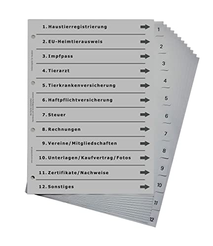 Ordnerregister für Haustiere (10er Set) von europrotokoll