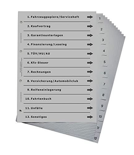 Ordnerregister für Kfz (10er Set) von europrotokoll