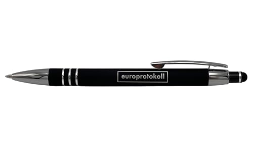 europrotokoll Kugelschreiber aus hochwertigem Aluminium, schwarz, blaue Mine von europrotokoll