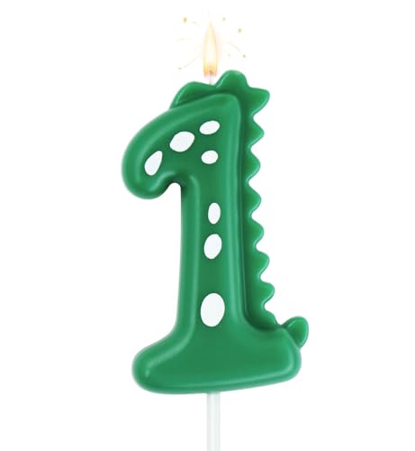 Geburtstagskerze 1 für Kuchen, 7 cm große Dinasour Zahlenkerze für Kuchendekoration, Dinasour Thema Wald Thema Geburtstag Party, Grün Geburtstagskerze 1 für Kuchen, 7 cm große Dinasour Zahlenkerze für Kuchendekoration, Dinasour Thema Wald Thema Geburtstag Party, Grün von eusbon