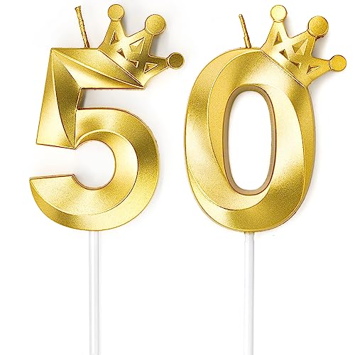 Kerze zum 50. Geburtstag Kuchen Mädchen und Jungen, goldene Kronenkerze 4, 8 cm große Größe Glitzer Geburtstagskerze für Kuchendekoration Kuchen Nummer Topper Kerze zum 50. Geburtstag Kuchen Mädchen und Jungen, goldene Kronenkerze 4, 8 cm große Größe Glitzer Geburtstagskerze für Kuchendekoration Kuchen Nummer Topper von eusbon