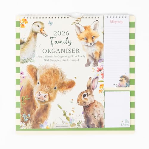 Familienplaner 2026, 5-Spalten-Kalender, Wand-Organizer, Einkaufsliste & Notizblock von evelay