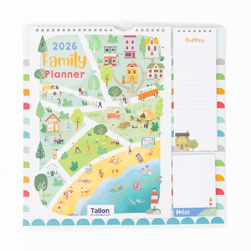 Familienplaner 2026, 5-Spalten-Kalender, Wand-Organizer, Einkaufsliste & Notizblock von evelay