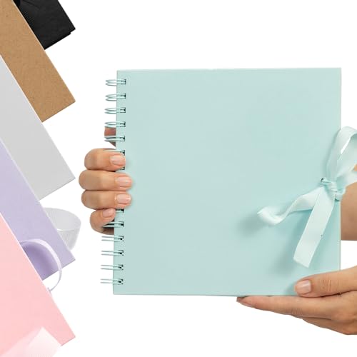Quadratisches Kraftpapier Scrapbook Fotoalbum Buch Spiralbindung Schleife 20,3 x 20,3 cm von evelay