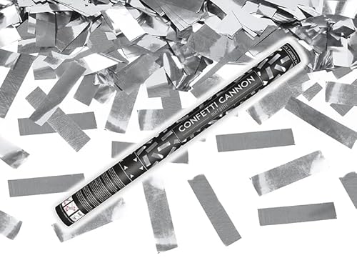 5 Konfetti Shooter Konfettikanonen Hochzeit Konfettishooter 60cm (silber) von eventkauf