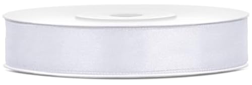 Satinband 25m x 12mm Dekoband Geschenkband (Weiß) von eventkauf