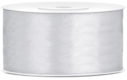 Satinband 25m x 38mm Dekoband Geschenkband (Silber) von eventkauf