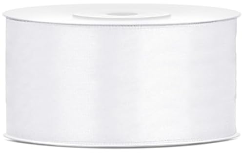 Satinband 25m x 38mm Dekoband Geschenkband (Weiß) von eventkauf