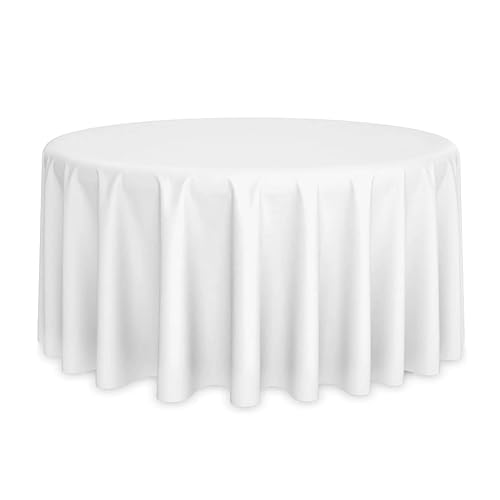 Tischdecke Rund Weiß Unifarben Polyester (230 cm) von eventkauf