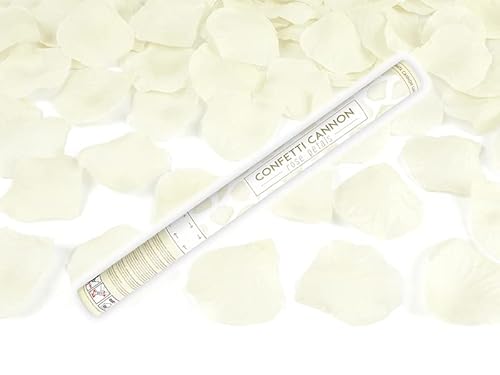eventkauf Konfetti Shooter Konfettikanone Hochzeit Konfettishooter 60cm (Rosenblätter Creme) von eventkauf