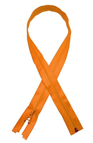 everest1953 Reißverschluß Zipper wasserdicht teilbar schwarz blau türkis orange beige rot neon grün TPU 45 50 55 60 65 70 75 80 cm * matt oder Glanz oder mit Reflektor (55 cm, orange) von everest1953