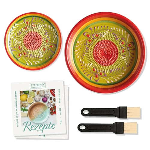 evergrate Geniales Duo: Tellerreibe + Dipschale Motiv Diego mit 2 Küchenpinsel und 2 Rezepthefte von evergrate