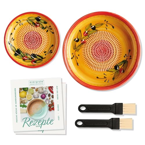 evergrate Geniales Duo: Tellerreibe + Dipschale Motiv Juan mit Küchenpinsel und 2 Rezepthefte von evergrate