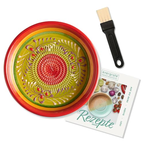 evergrate Keramikreibe Dipschale im Motiv Diego mit Küchenpinsel und Rezeptheft evergrate Keramikreibe Dipschale im Motiv Diego mit Küchenpinsel und Rezeptheft von evergrate